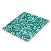 Carreau Motif Rose Abstrait moderne, Turquoise et Aqua (Côté)