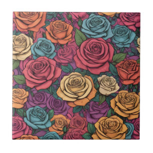 Carreau Motif rose coloré
