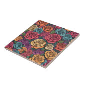 Carreau Motif rose coloré (Côté)