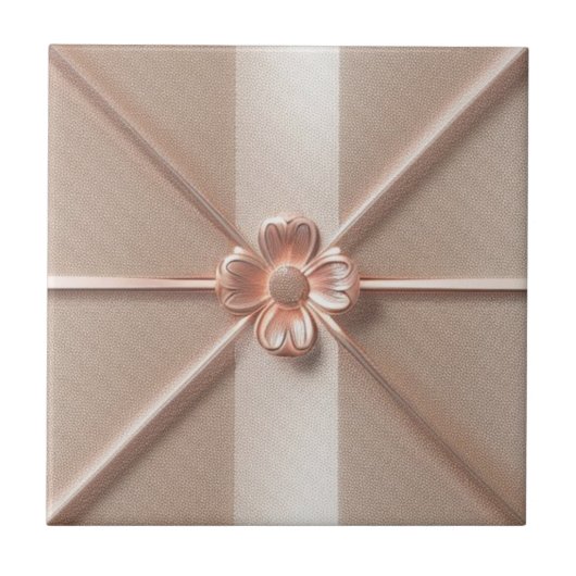 Carreau motif rose de fleurs d'or (Devant)