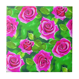 Carreau Motif Rose Fuchsia Pink