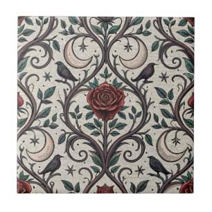 Carreau Motif Rose Gothique Foncé (1)