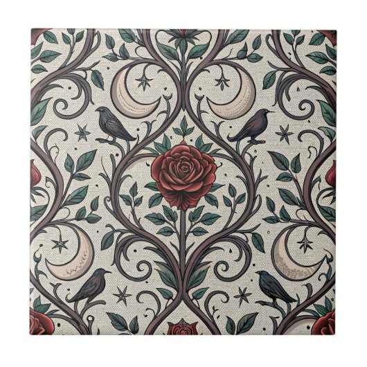 Carreau Motif Rose Gothique Foncé (1) (Devant)