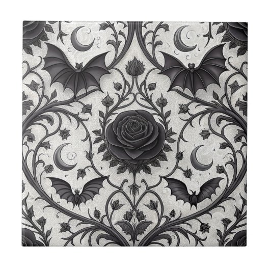Carreau Motif Rose Gothique Foncé (3) (Devant)