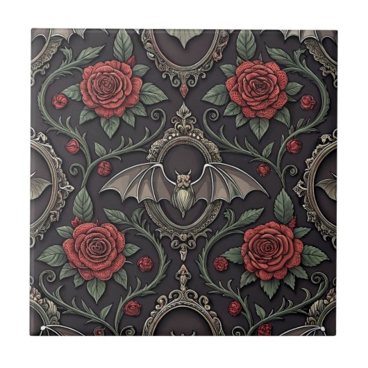 Carreau Motif Rose Gothique Foncé (4) (Devant)