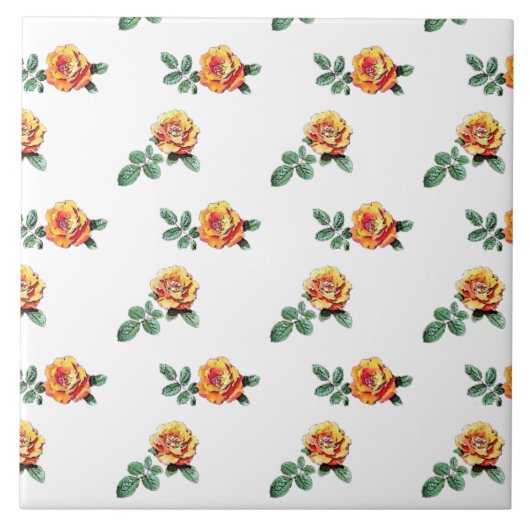 Carreau motif rose orange (Devant)