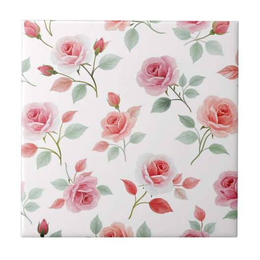Carreau Motif rose rose, couleur douce, (Devant)