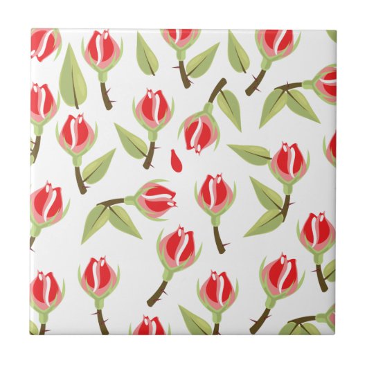 Carreau Motif Rose Rouge (Devant)