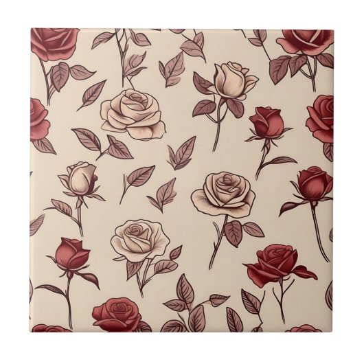 Carreau Motif Rose rustique (Devant)