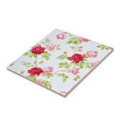 Carreau Motif rose sur Blue Vintage (Côté)