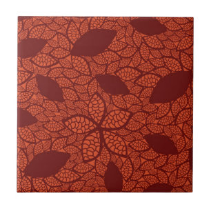 Carreau Motif rouge de feuille sur l'orange
