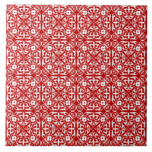 Carreau Motif, rouge et blanc médiévaux de damassé