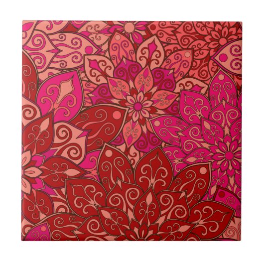 Carreau Motif rouge et rose de mandala (Devant)