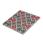 Carreau Motif rouge noir blanc géométrique folk (Côté)