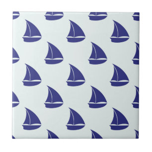 Carreau Motif Royal Blue Sailboat