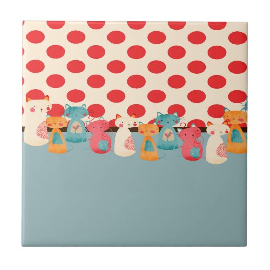 Carreau Motif rustique de chat mignon (Devant)