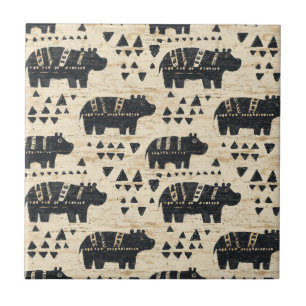 Carreau Motif Safari Hippo Tribal