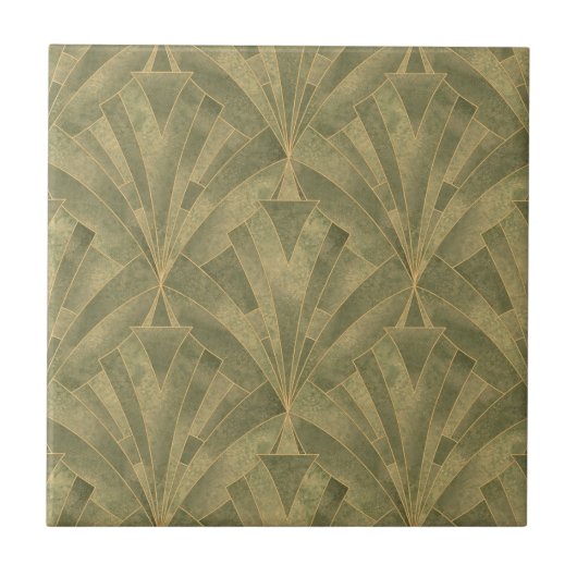 Carreau Motif Sage Green et Gold Art Déco (Devant)