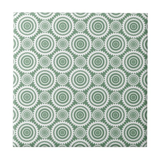 Carreau Motif Sage Green et White Stlish Circles (Devant)