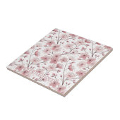 Carreau Motif Sakura en fleurs de cerises roses sur blanc  (Côté)