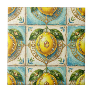 Carreau Motif sans couture Art Déco citrons et diamants