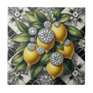 Carreau Motif sans couture Art Déco en noir et blanc Citro