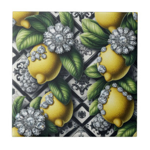 Carreau Motif sans couture Art Déco en noir et blanc Citro