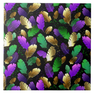 Carreau Motif sans couture avec des plumes de Mardi Gras