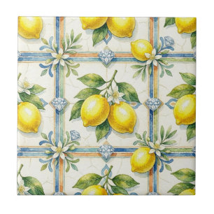 Carreau Motif sans couture Citrons et Diamants