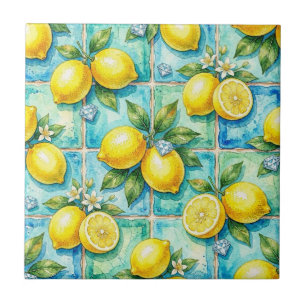 Carreau Motif sans couture citrons et diamants