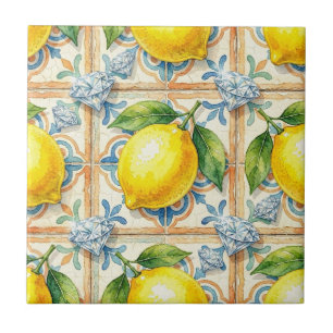 Carreau Motif sans couture citrons et diamants