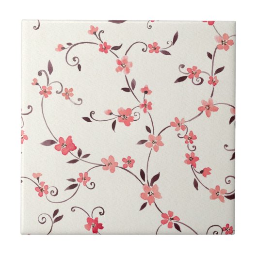 Carreau Motif sans couture d'aquarelle avec le ressort (Devant)