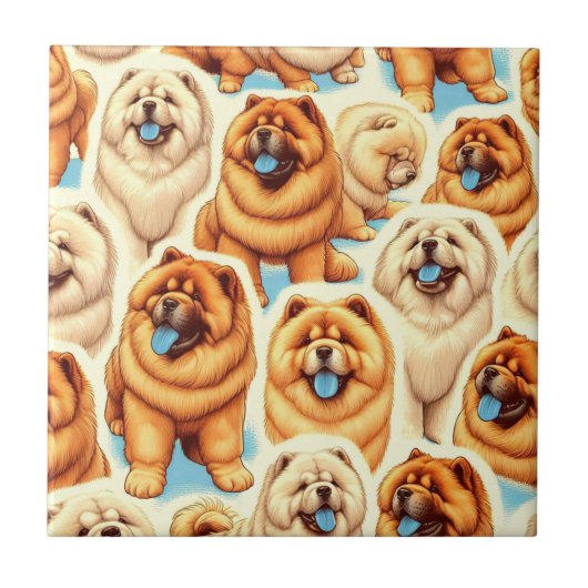 Carreau Motif sans couture de Chow-Chow Retro (Devant)