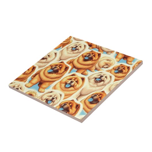 Carreau Motif sans couture de Chow-Chow Retro (Côté)