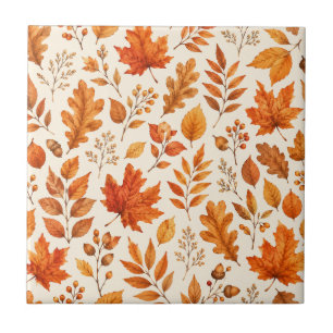 Carreau Motif sans couture de feuilles d'automne chaudes