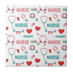 Carreau Motif sans couture de la vie d'infirmière blanche