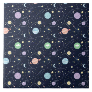 Carreau Motif sans couture de planètes du système solaire