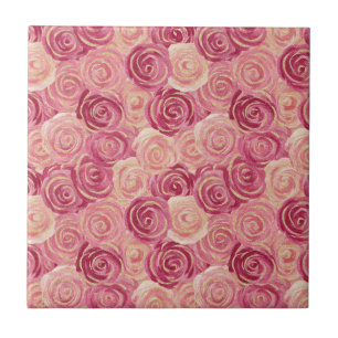 Carreau Motif sans fin de rose rose tourbillonnante paille