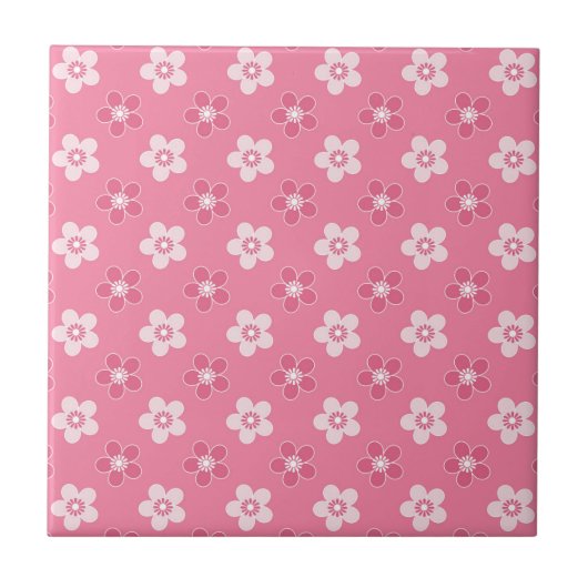 Carreau motif simple floral solide rose rétro petit flux (Devant)