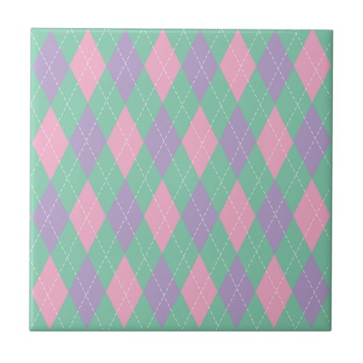 Carreau Motif stylé Argyle vert orange rose (Devant)