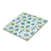 Carreau Motif succulent d'aquarelle verte et bleue (Côté)