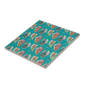 Carreau Motif Succulent de Cactus Graphiques Abstraits (Côté)