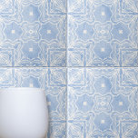 Carreau Motif symétrique bleu blanc avec aspect marbré<br><div class="desc">Ce carrelage en céramique présente des motifs symétriques complexes peints dans différentes nuances de bleu. Le design central, qui ressemble à une fleur ou à une étoile, est entouré de lignes et de courbes ornées, créant un effet visuel captivant. À chaque coin du carrelage, il y a quatre modèles similaires...</div>