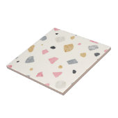 Carreau Motif Terrazzo Abstrait Rose Gris Or (Côté)