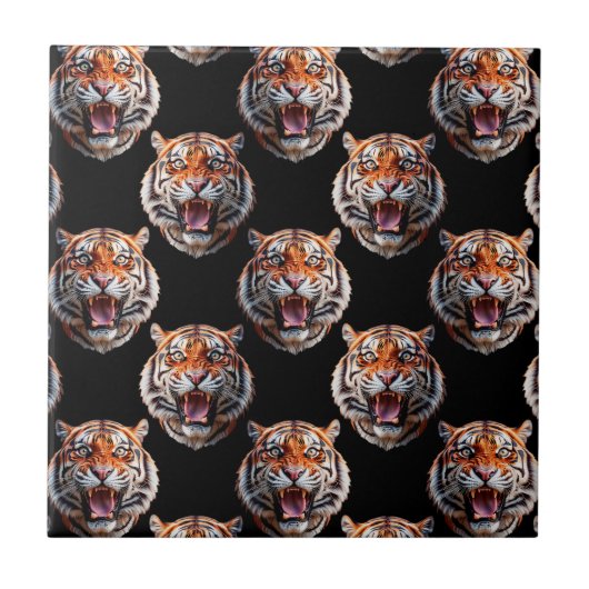 Carreau Motif Tiger - Noir (Devant)