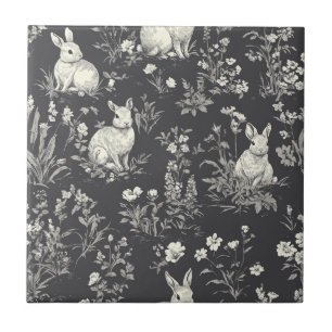 Carreau Motif Toile Botanique de Lapin Noir Rustique