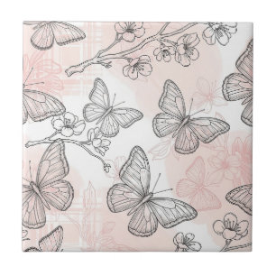Carreau Motif toile de Jouy vintage papillon botanique (6)