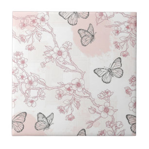 Carreau Motif toile de Jouy vintage papillon botanique (8)