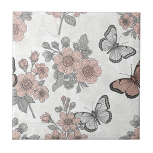 Carreau Motif toile de papillon botanique vintage (2)