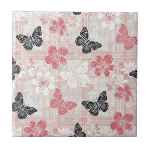 Carreau Motif toile de papillon botanique vintage (3)